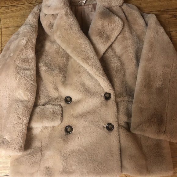 Free people Kate faux fur coat jacket in apricot.size s/p - Picture 5 of 10